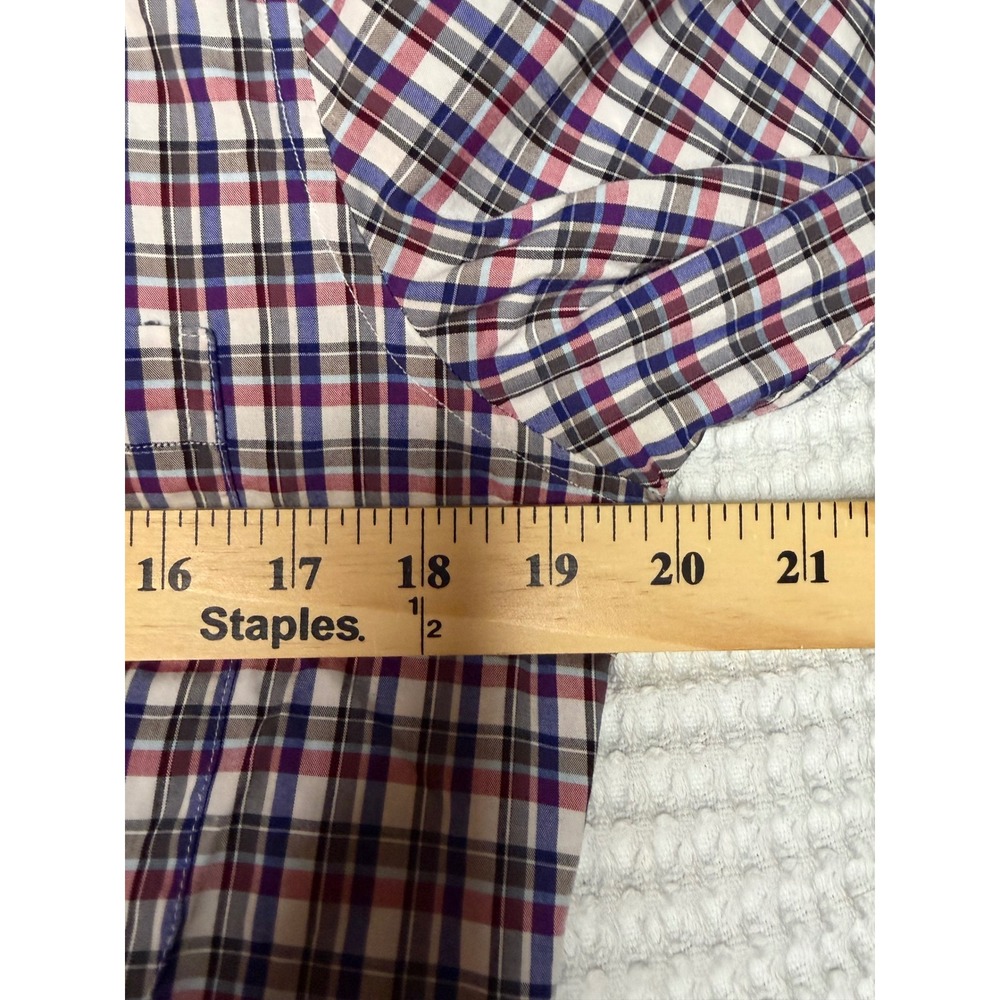 Barneys New York Mens Size Small Plaid Shirt Long Sleeve Button Down Purple Blue - Picture 6 of 9